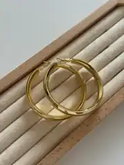 14K Altın Kaplama Büyük Halka Küpe 5.5 Cm 4