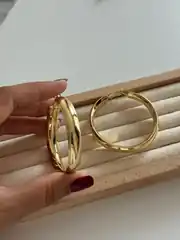 14K Altın Kaplama Büyük Halka Küpe 5.5 Cm 5