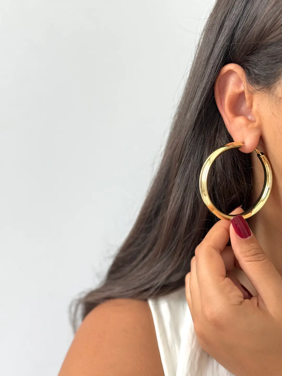 14K Altın Kaplama Büyük Halka Küpe 5.5 Cm