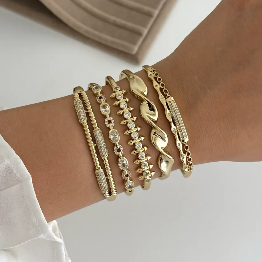 14K Xuping Seri Kelepçe Bileklik 60 Mm 3