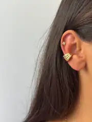 14K Altın Kaplama Sıkıştırmalı Kıkırdak Küpe 1