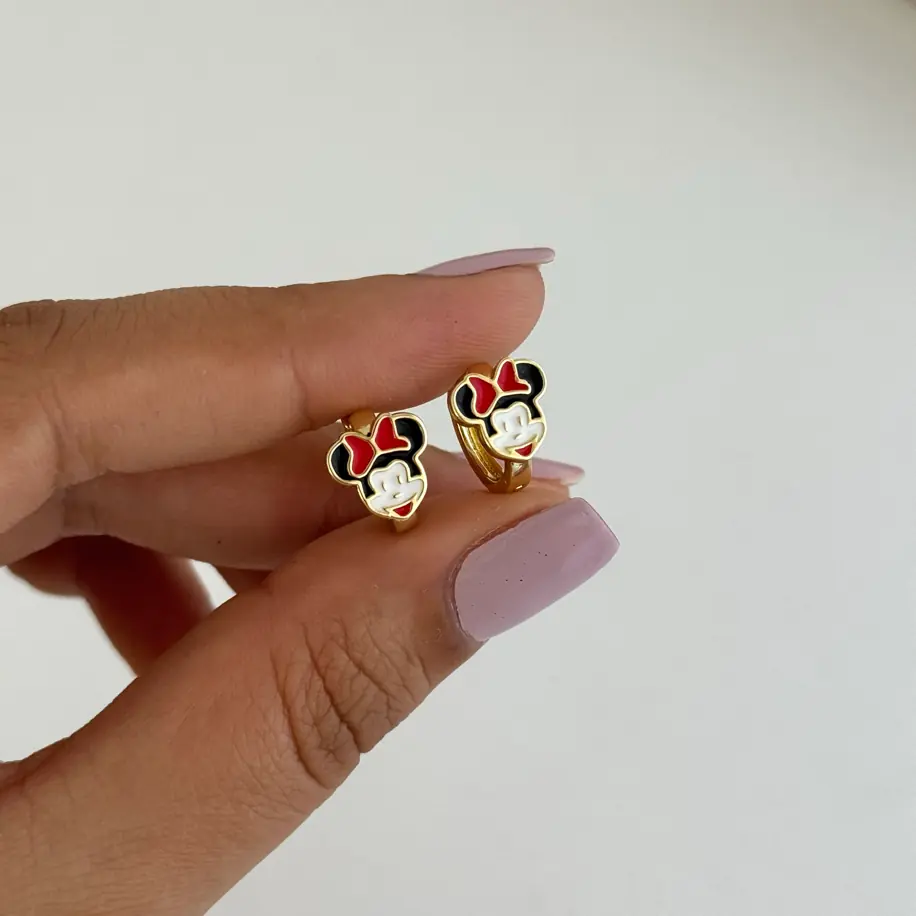 14K Premium Seri Minie Mouse Küpe