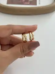 14K Xuping Seri İkili Halka Küpe 3