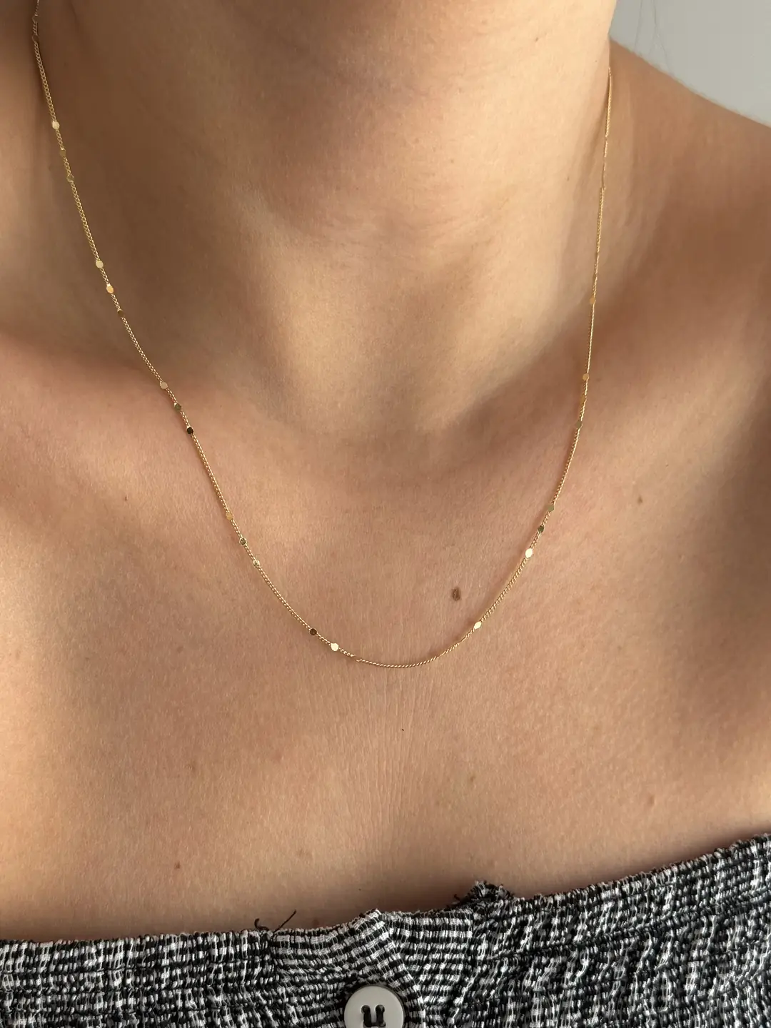 14K Xuping Seri İnce Pul Detay Zincir Kolye 50 Cm