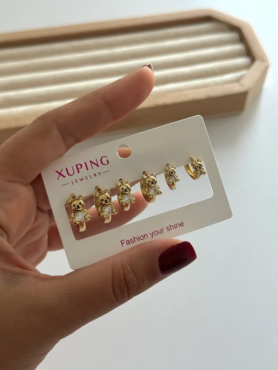 14k xuping seri 3 çift küpe seti ayıcıklı 