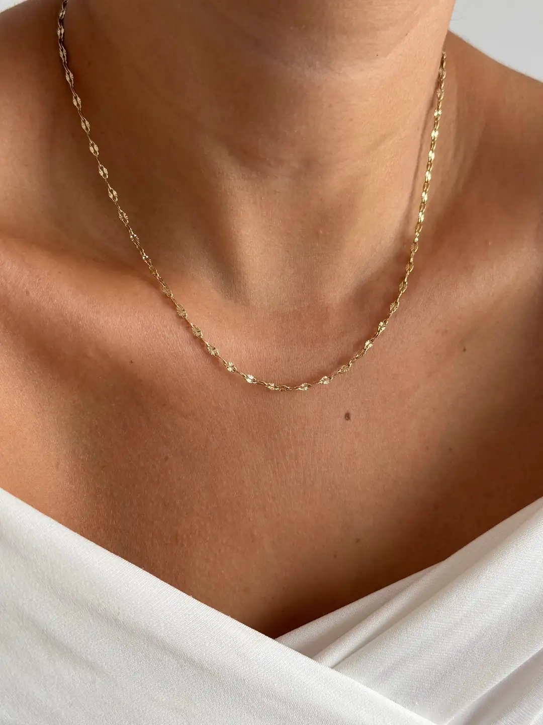 14K Xuping Seri Ayna Zincir Kolye 45 Cm