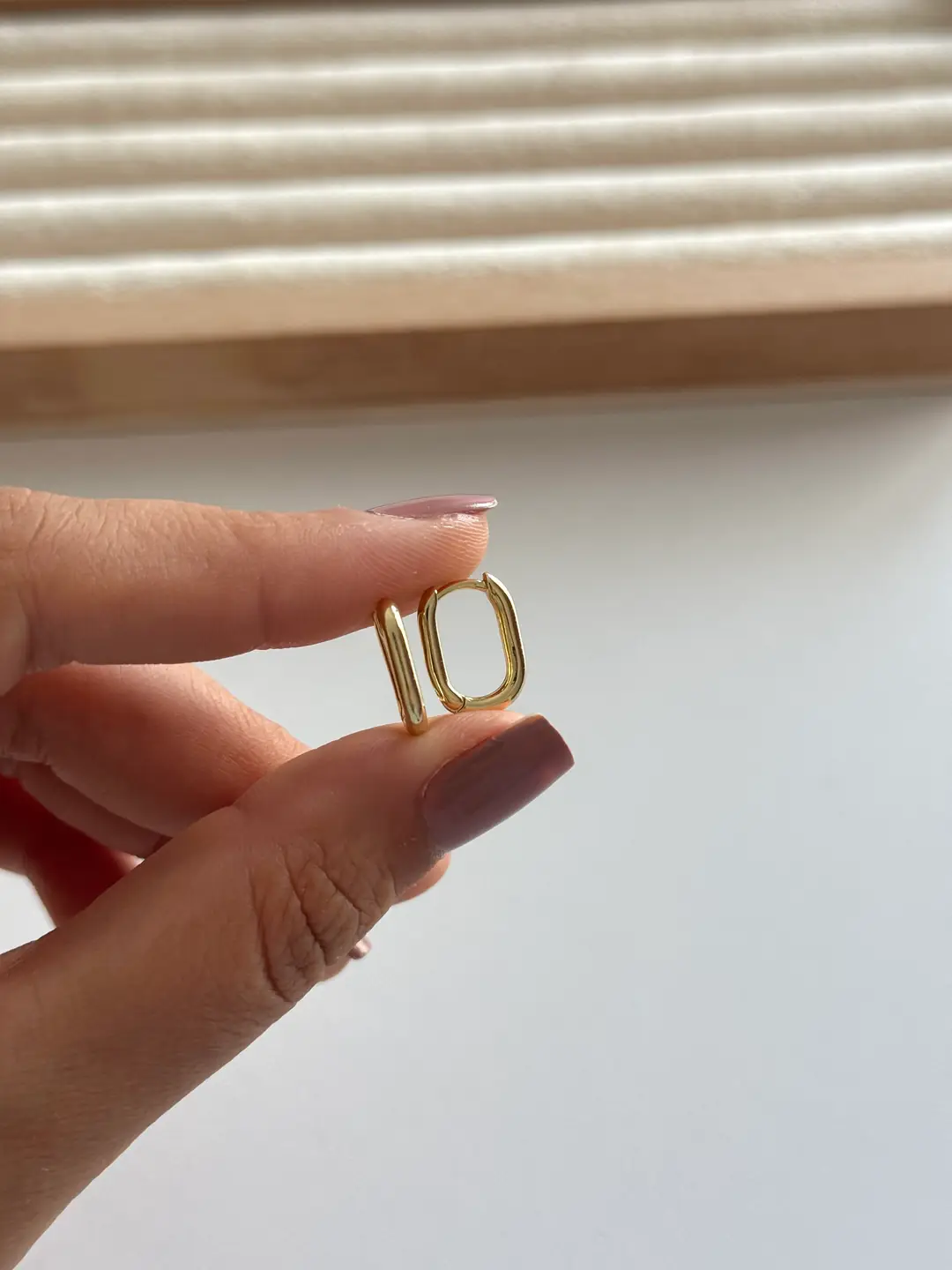 14k Xuping Seri Minimal Oval Küpe 