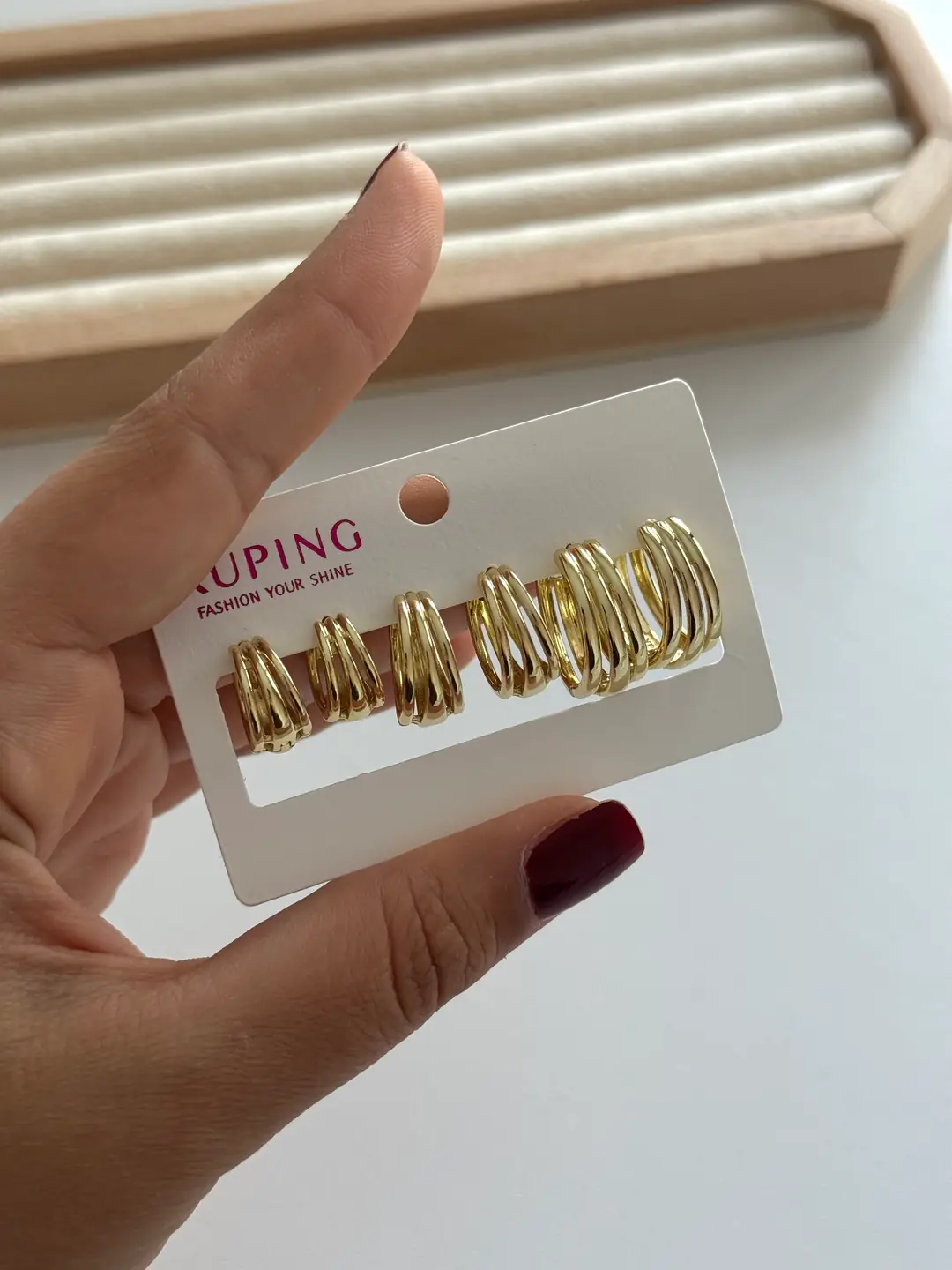 14k xuping seri 3 çift küpe seti 