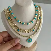 Firuze Taşlı Damla Sallantılı Kolye 3