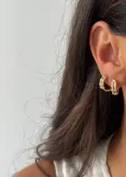 14k Xuping Seri Çift Sıralı Küpe  2