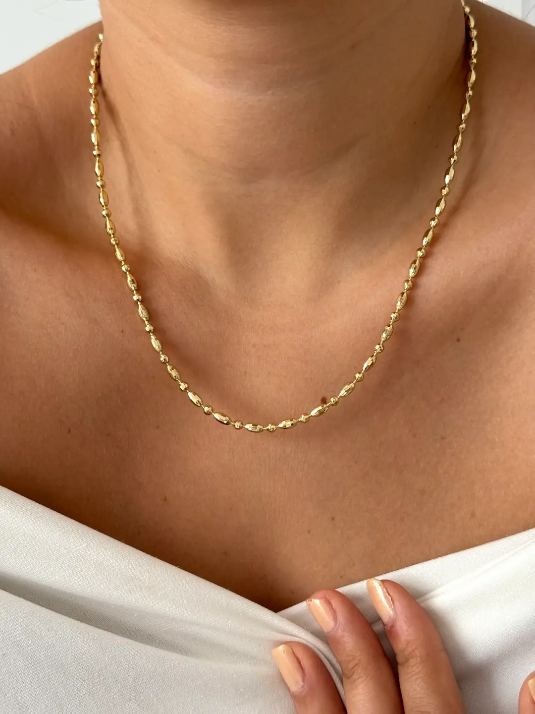 14k xuping seri parıltılı kesme silindir kolye 45 cm 