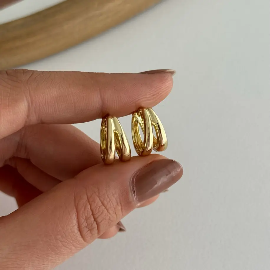14K Xuping İkili Görünüm Halka Küpe