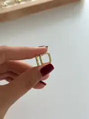 14K Xuping Seri Pırıltılı Kare Küpe  1