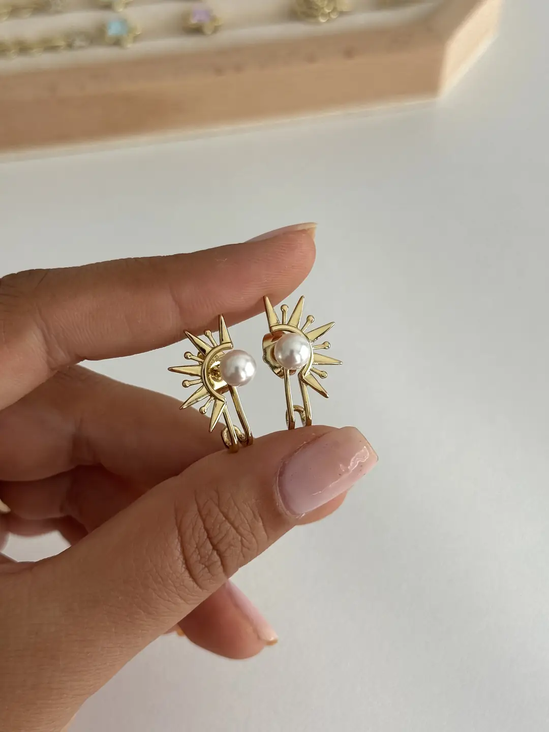 14K Xuping Seri İncili Güneş Küpe