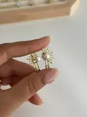 14K Xuping Seri İncili Güneş Küpe 1