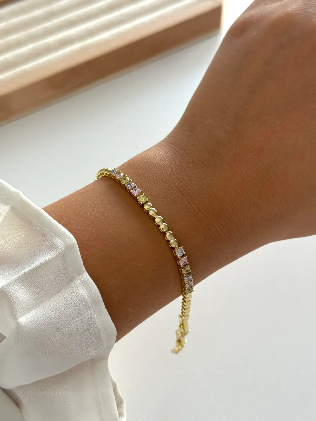 14k xuping seri araları dorika motifli pastel bileklik 