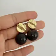 Altın Kaplama Koyu Kahve Küpe 1