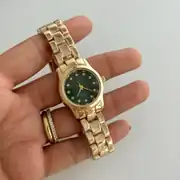 Çelik Kordonlu Yeşil Kadranlı Gold Saat 1