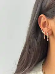14K Xuping Seri Pembe Taşlı Su Yolu Küpe 1