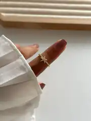 14K Altın Kaplama Alttan Ayarkanabilir Yıldız Yüzük 1
