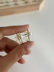 14K Xuping Seri İncili Güneş Küpe 2