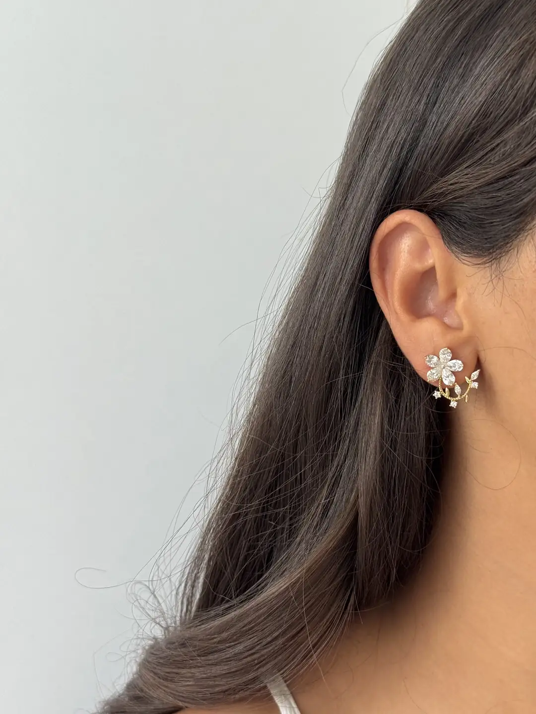 14K Xuping Seri Çiçek Küpe