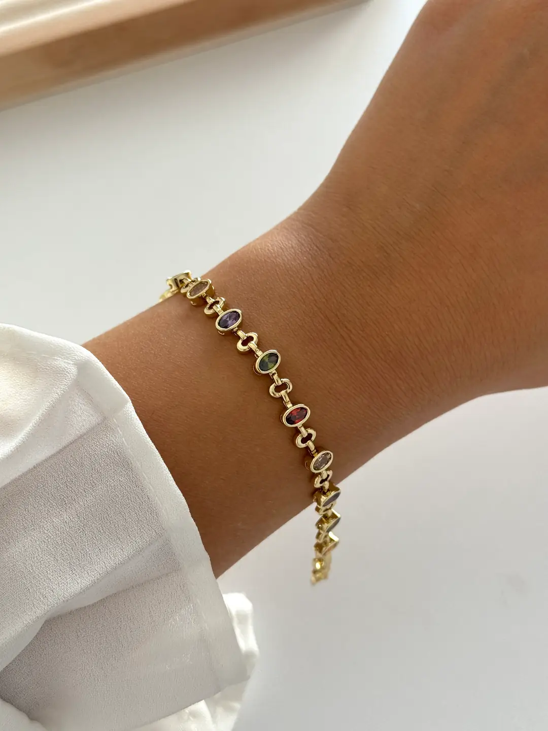 14k xuping seri renkli oval taşlı bileklik 