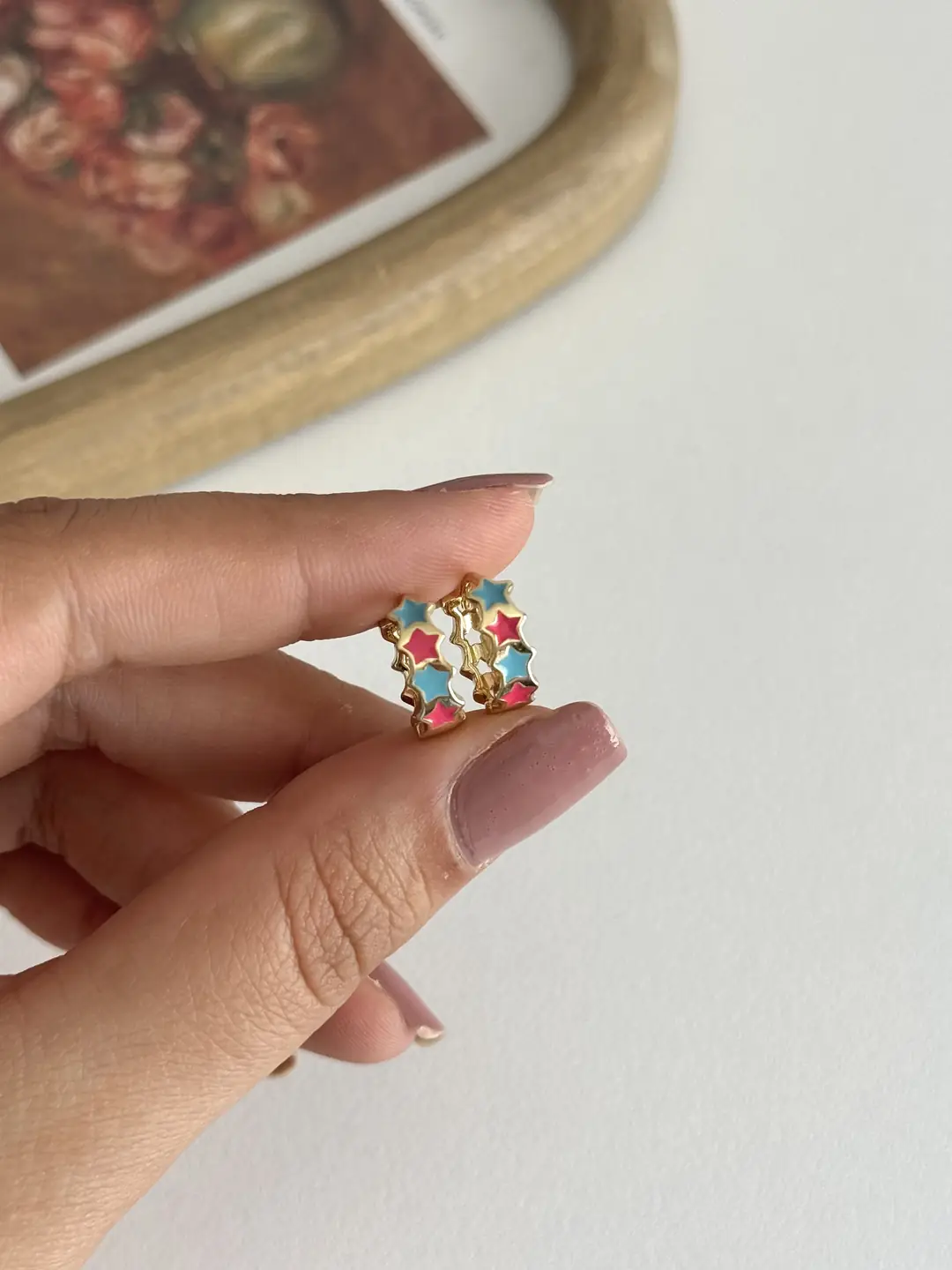 14K Xuping Renkli Yıldız Küpe