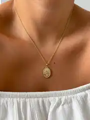 14K Xuping Seri Allah Yazılı Plaka Kolye 1