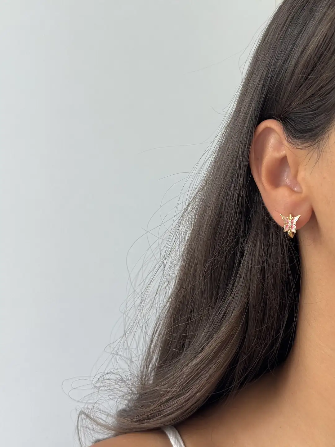 14K Xuping Seri Pembe Kelebek Küpe