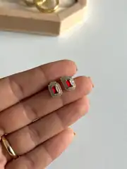 14K Xuping Seri Kuyumcu Model Kırmızı Taşlı Küpe 2