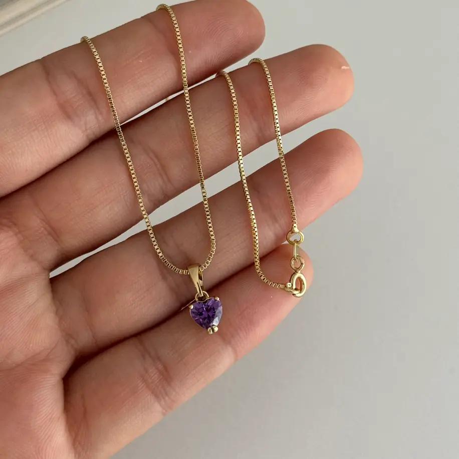 14K Xuping Seri Mor Kalp Üç Kolye 45 Cm