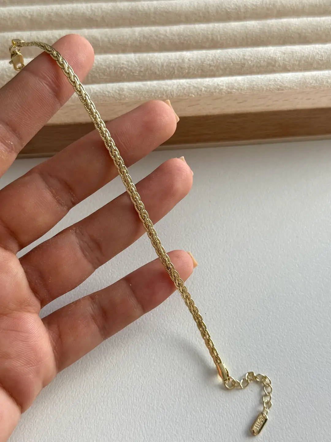 14K Altın Kaplama İnce Örme Bileklik