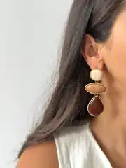 Sallantılı Kahverengi Küpe 1