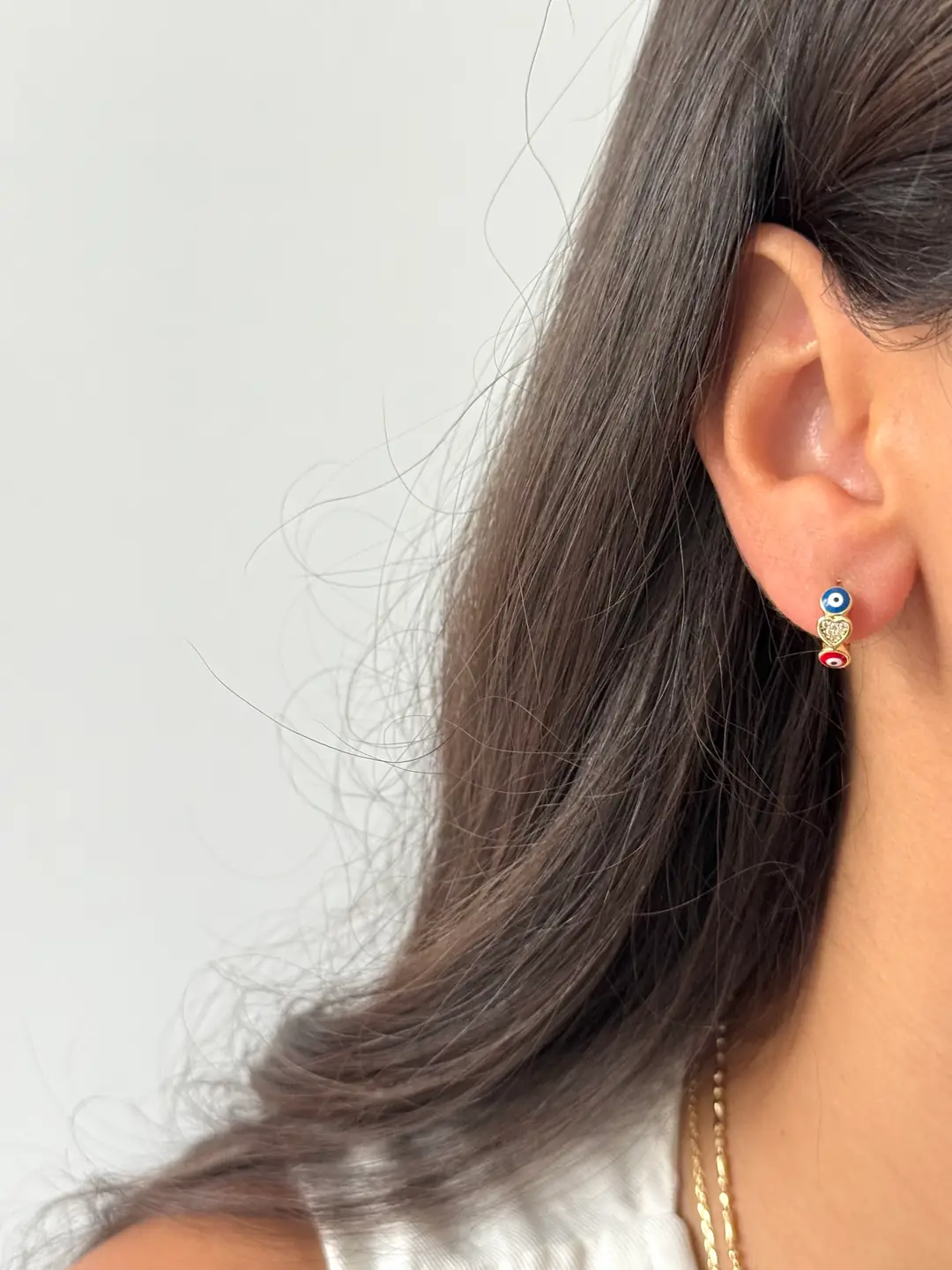 14K Xuping Seri Minimal Nazarlı Küpe