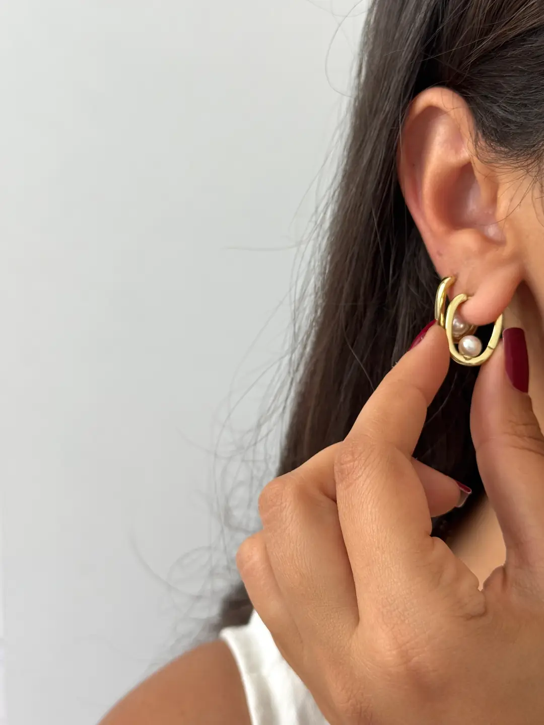 14K Xuping Seri İnci Detay Küpe