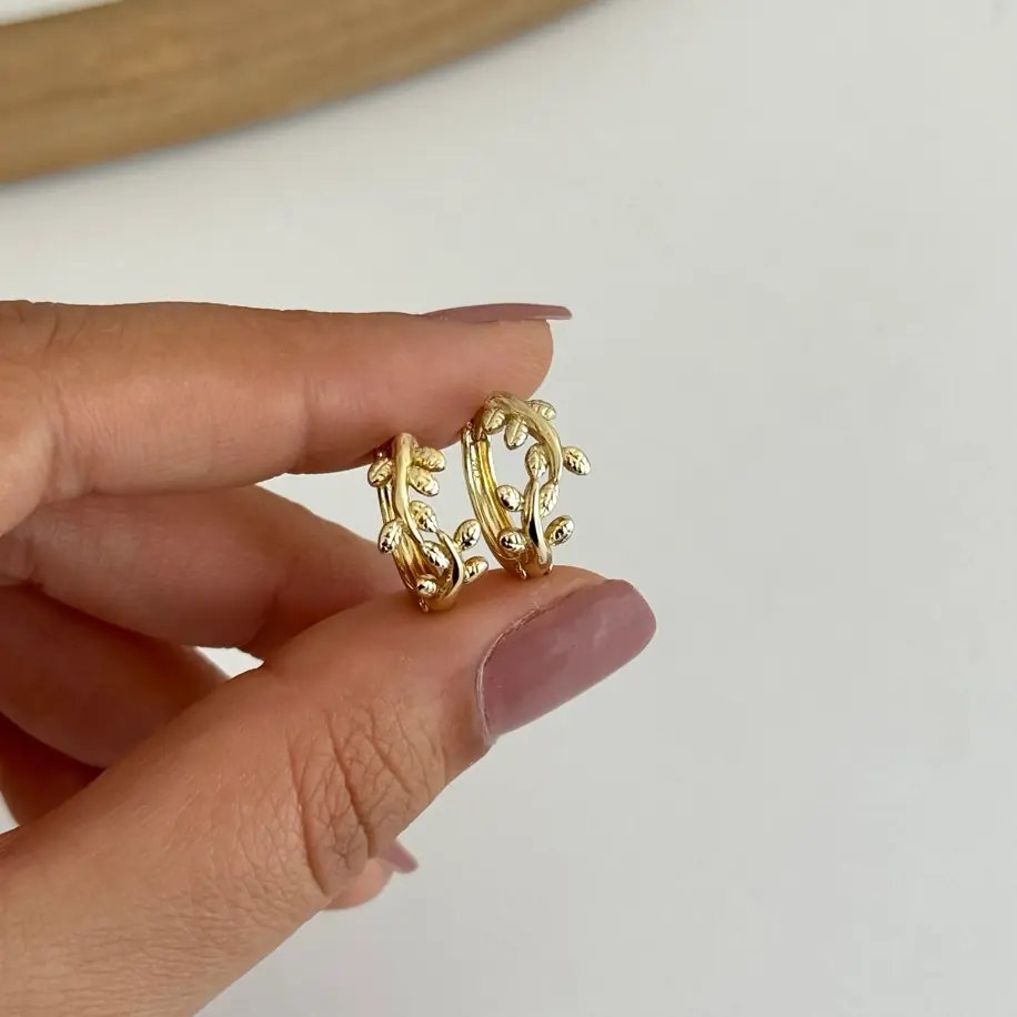 14K Xuping Seri Yaprak Halka Küpe