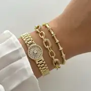 14K Altın Kaplama Saat Kordon Bileklik 2