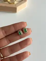 14K Xuping Seri Kuyumcu Model Zümrüt Yeşili Küpe 2