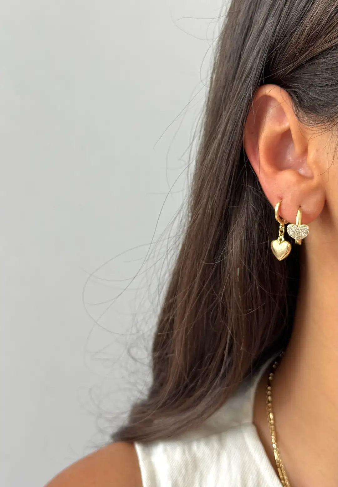 14K Xuping Seri Taşlı Kalp Detay Halka Küpe