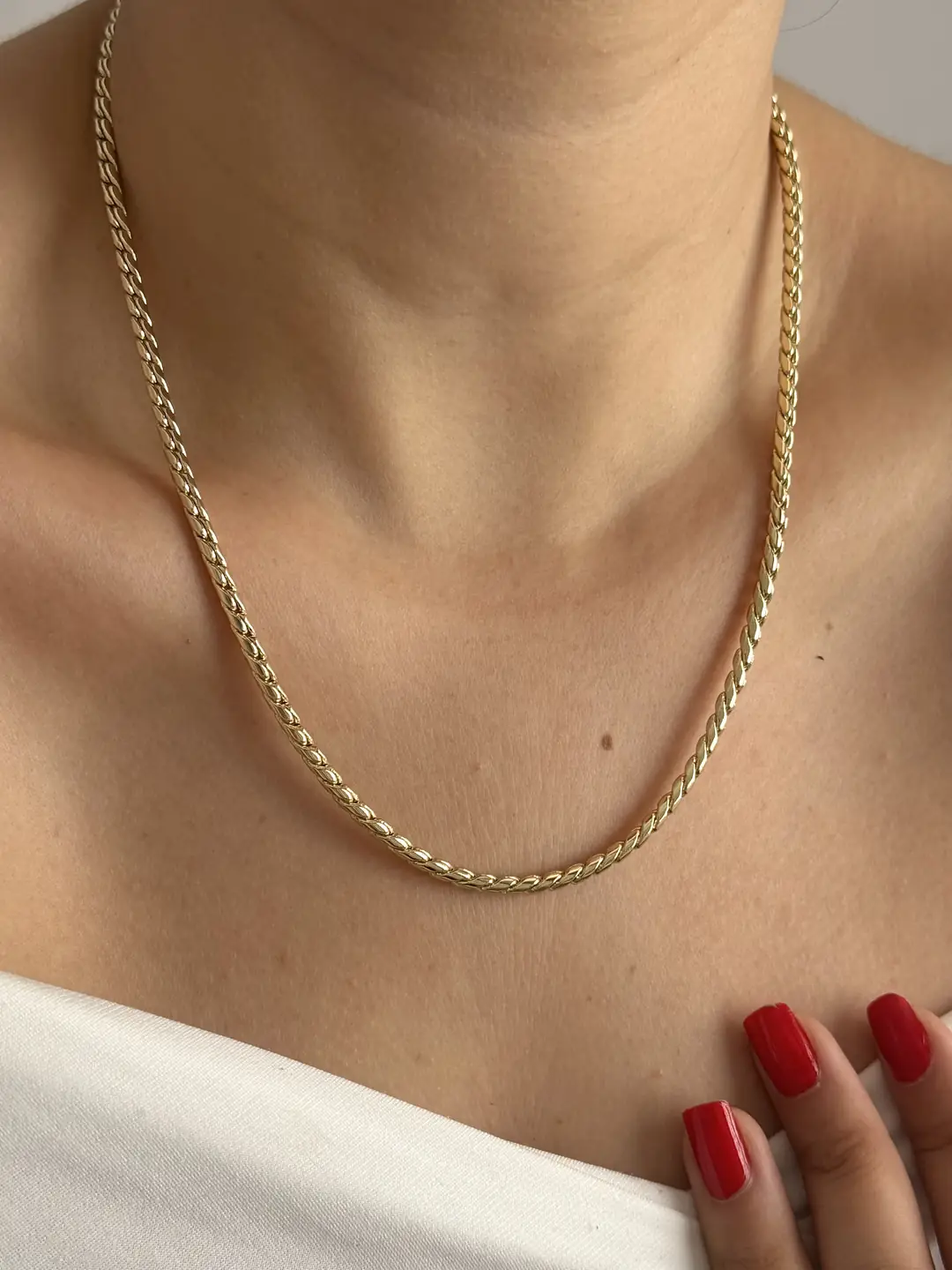 14K Xuping Seri İnce S Kolye 50 Cm