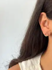 14K Xuping Seri Minimal Mavi Mineli Küpe  2