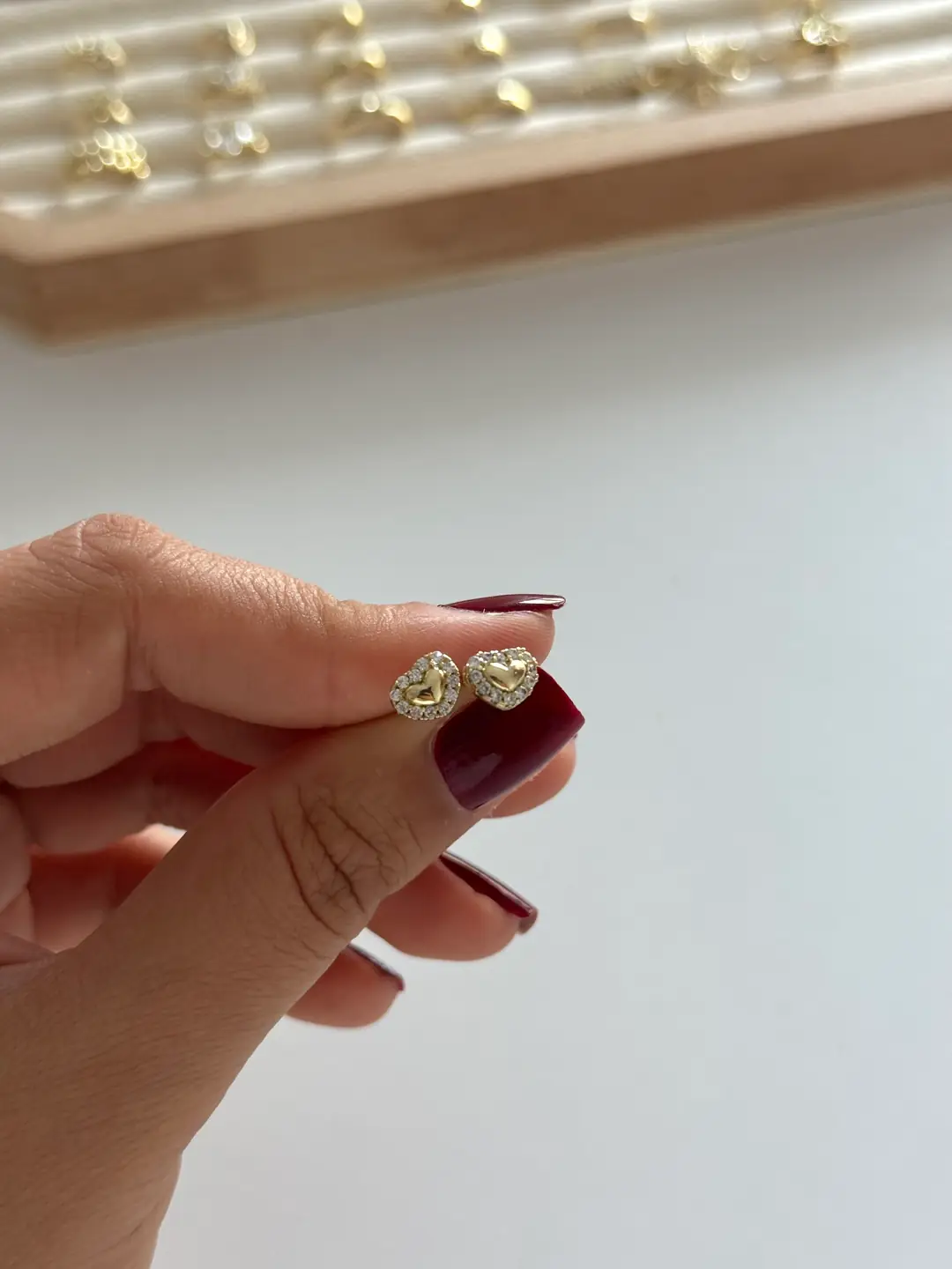 14K Xuping Seri Minimal Taşlı Kalp Küpe