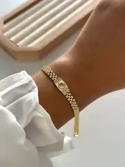 14k altın kaplama kristal taşlı vintage bileklik  2