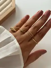 14K Altın Kaplama Alttan Ayarkanabilir Yıldız Yüzük 2