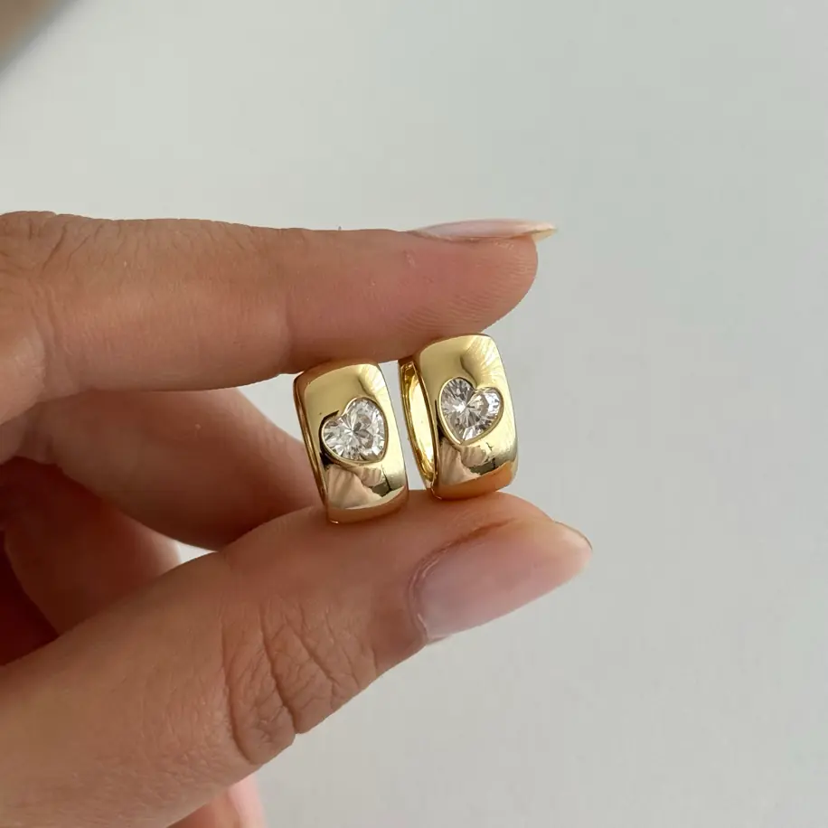 14K Xuping Seri Kalpli Kalın Halka Küpe