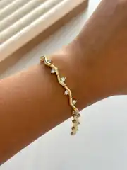 14K Altın Kaplama Taşlı Zikzak Bileklik 2