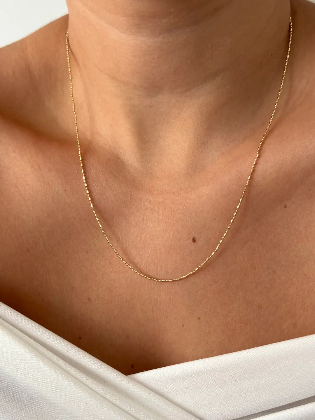 14k Xuping Seri İnce Topçuklu Boru Kolye 50 cm 
