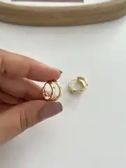 14K Xuping Seri İkili Halka Küpe 4