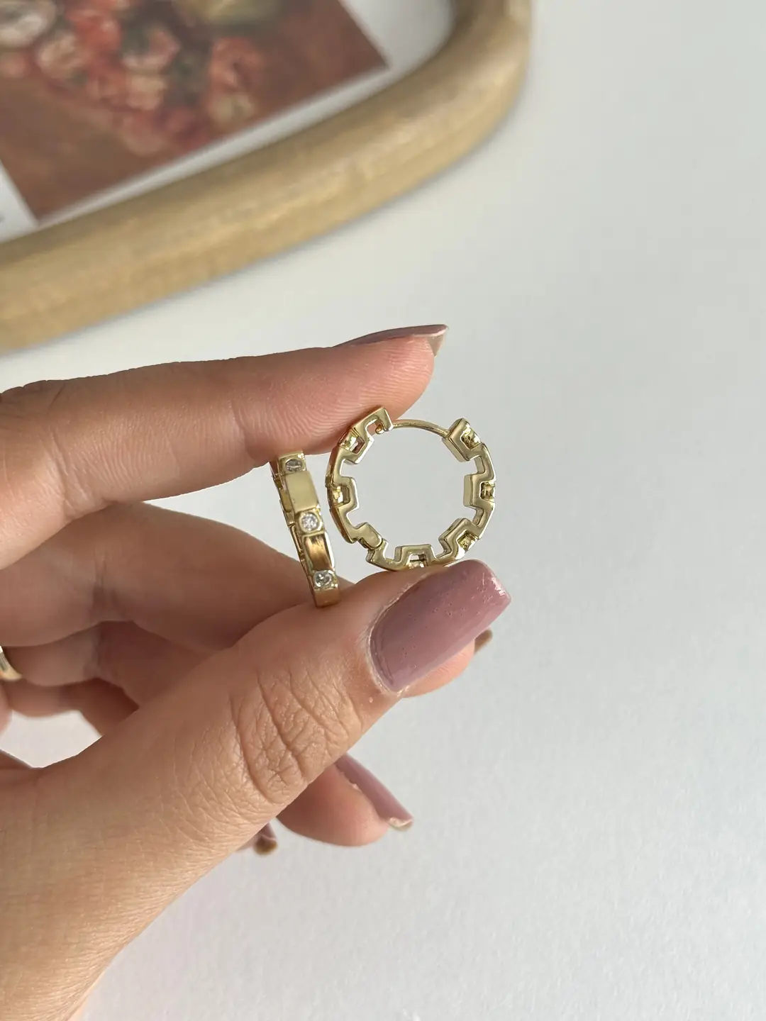 14K Taşlı Tasarım Küpe